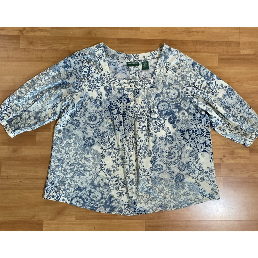 Lemon Grass Studio Square Neck Button Up Shirt Si… - image 8